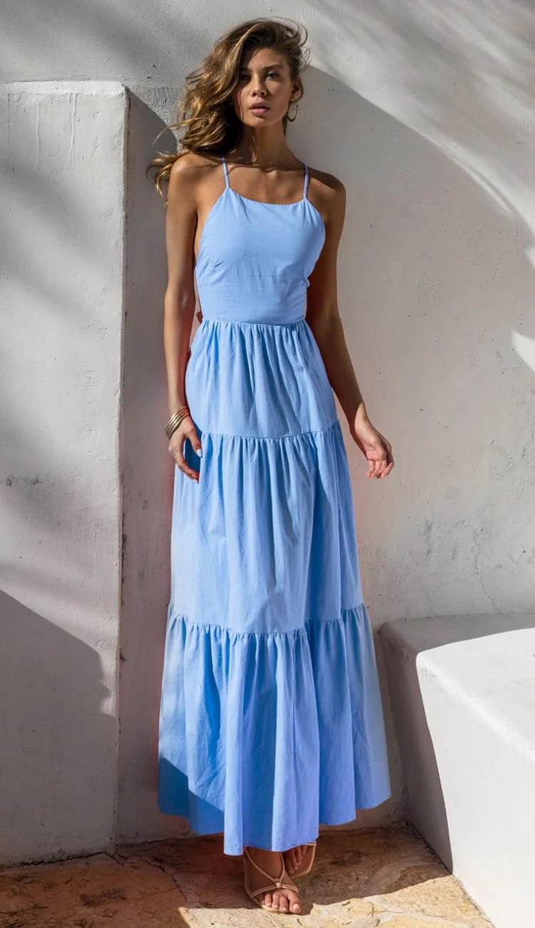 Cora Blue Maxi Dress – VELAR